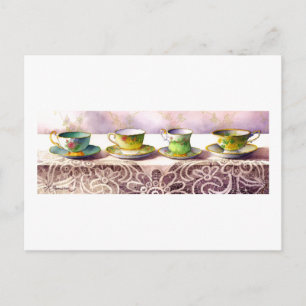 0001 Rangée de tasses à thé Carte postale