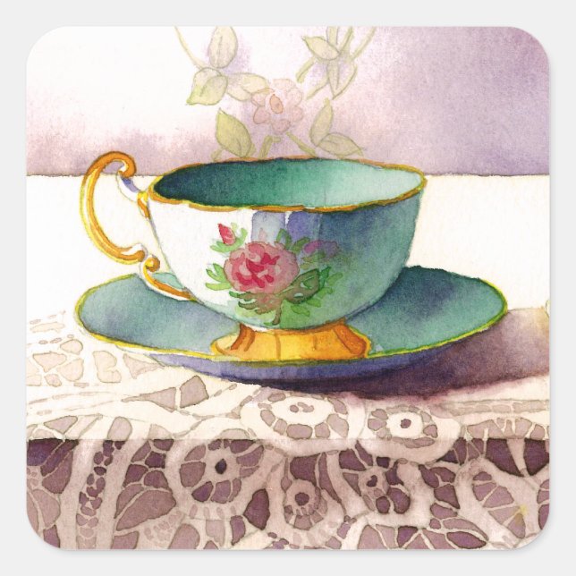 0001 Teacup on Lace Stickers (Devant)