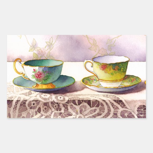 0001 Teacups sur Stickers dentelle (Devant)