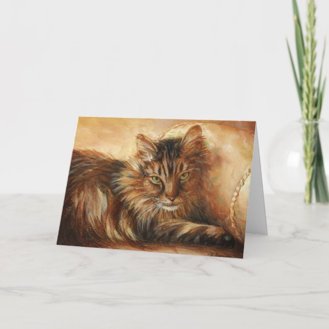 0005 Chat sur carte de Coussin (Devant)