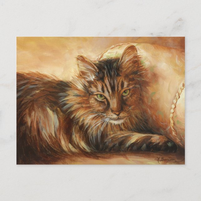 0005 Chat sur carte postale Coussin (Devant)