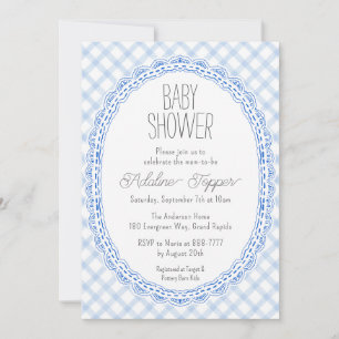003 Cadre de dentelle vintage cobalt Invitation Ba