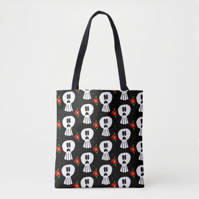 0109 - Sac fourre-tout des crânes et des fleurs (Devant)
