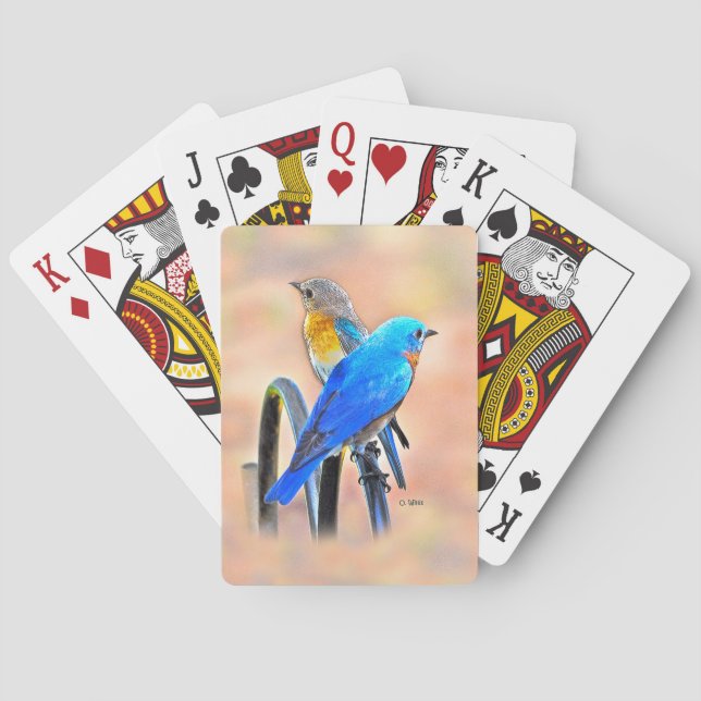 010 cartes de jeu d'amour d'oiseau bleu (dos)
