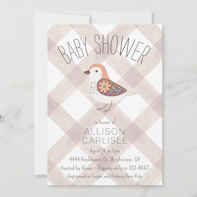013 Invitation pour Baby Shower Chocolat Mignon Fl (Devant)