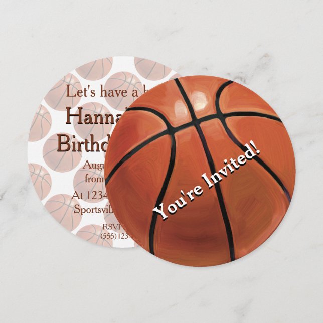 01of12 Basketball Party Invitation (Devant / Derrière)