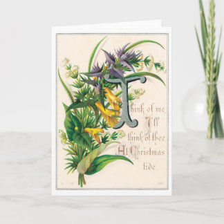 040 Carte Vintage de Noël Poème Poème Fleurs de Po