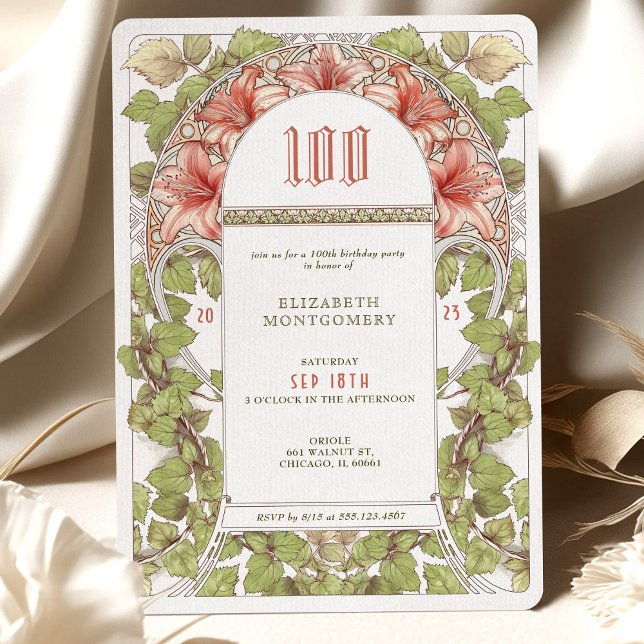 100 Anniversaire Invitation Art Nouveau Alphonse M (Créateur téléchargé)