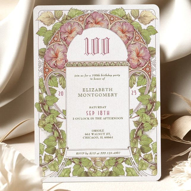 100 Anniversaire Invitation Art Nouveau Alphonse M (Créateur téléchargé)