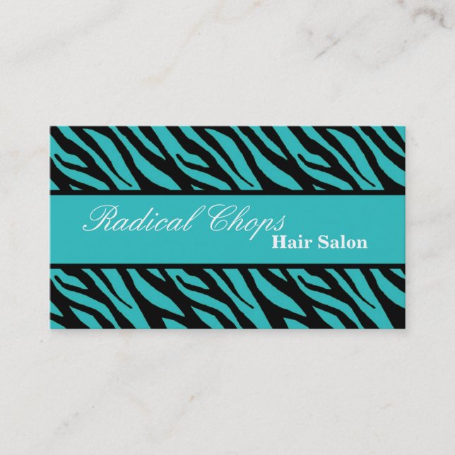 100 Blue Black Zebra Print Motif Carte de visite (Devant)