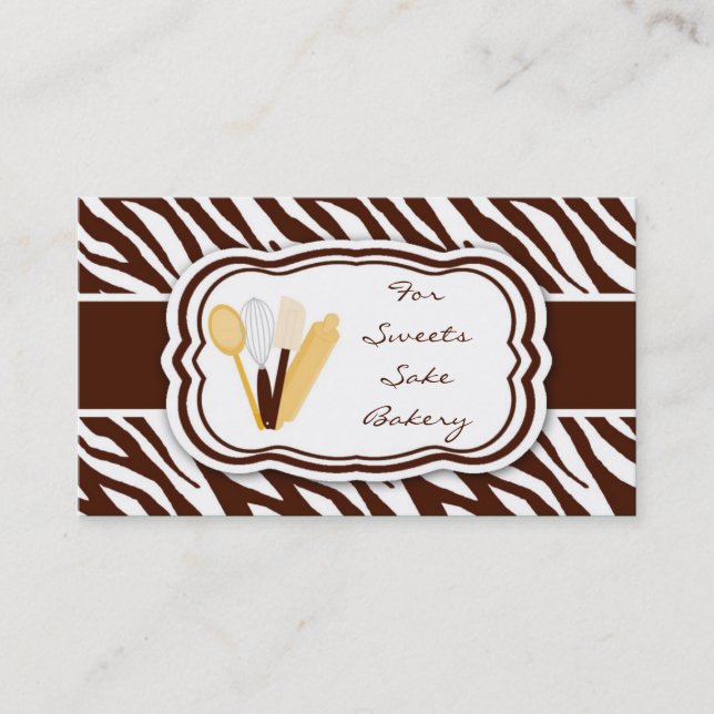 100 Brown Zebra Bakery Chef Carte de visite (Devant)