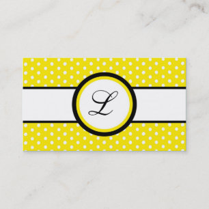 100 Carte de visite Polkadot blanc jaune
