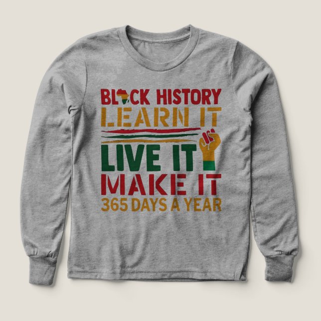 100 Days Learning Black History Afro Education Tee (Motif recto)