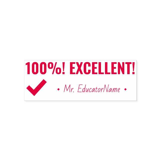 "100% ! EXCELLENT !" Tampon encreur pour professeu (Design)