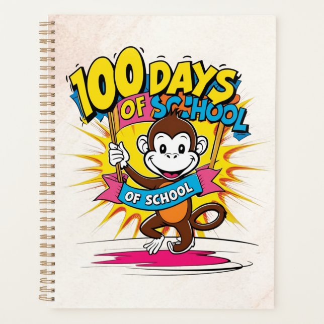 100 Jours de célébration scolaire Fun Monkey Desig (Devant)