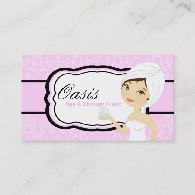100 Pink Damask Spa Carte de visite de massage (Devant)
