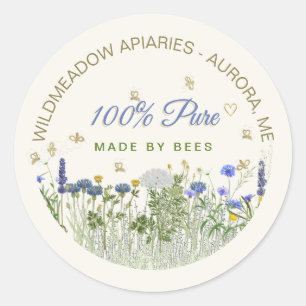 100% PURE Fleurs de prairie et Étiquette Lid Abees