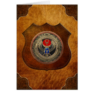 [100] Scarab en or sacré égyptien ailé avec Ankh