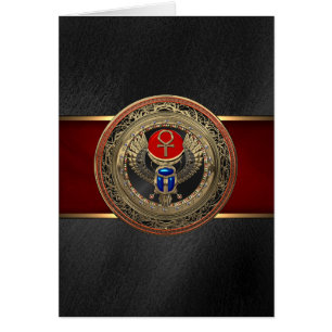 [100] Scarab en or sacré égyptien ailé avec Ankh