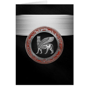 [100] Taureau ailé assyrien - Lamassu argenté
