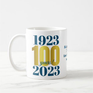 100e anniversaire Bleu Mug café or