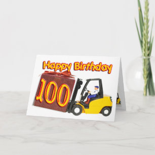 100e anniversaire carte avec chariot élévateur à f