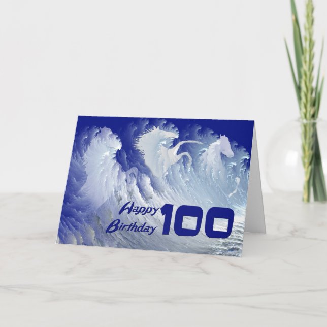 100e anniversaire carte avec des chevaux sauvages  (Devant)