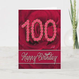 100e anniversaire carte avec rose et feuille