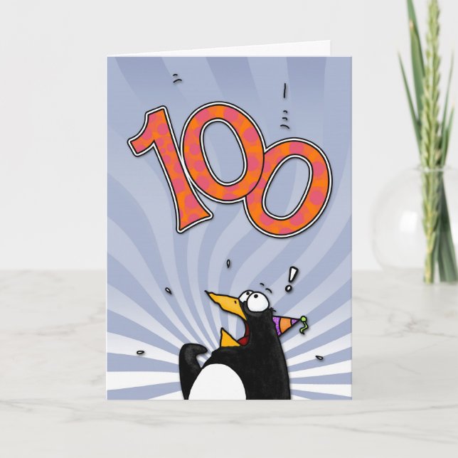 100e anniversaire - Carte de surprise de pingouin (Devant)