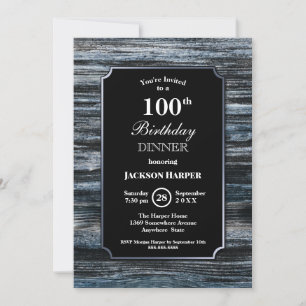 100e anniversaire Dîner de fête du bois Invitation