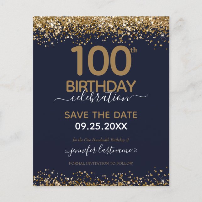 100e anniversaire Enregistrer la date Invitation d (Devant)