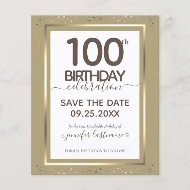 100e anniversaire Enregistrer la date Invitation d (Devant)