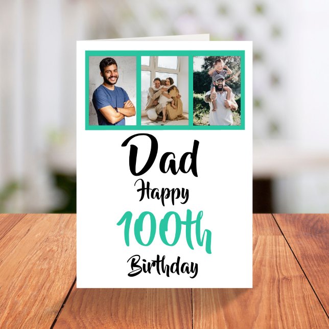 100e anniversaire heureux papa photo collage carte (Créateur téléchargé)