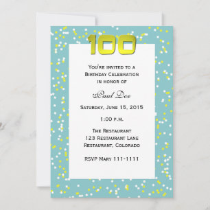 100e anniversaire Invitation Confetti