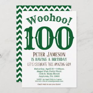 100e anniversaire Invitation Mens Vert Brown