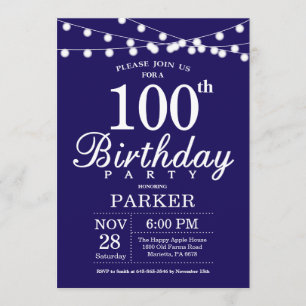 100e anniversaire Invitation Navy Blue