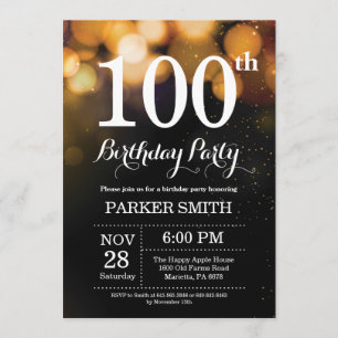 100e anniversaire Invitation Parties scintillant d