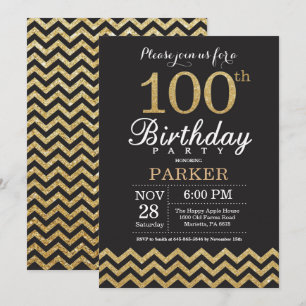 100e anniversaire Invitation Parties scintillant n