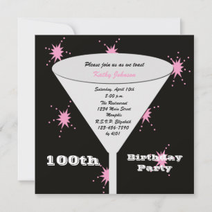 100e anniversaire Invitation Pink 100e toast