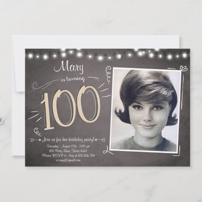 100e anniversaire Invitation Vintage Cent annivers (Devant)