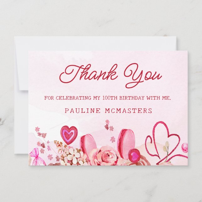 100e anniversaire rose rose Tourbillonnant Merci d (Devant)