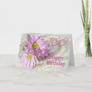100e carte anniversaire avec marguerites