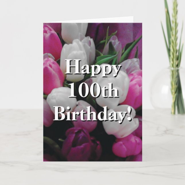 100e carte d'anniversaire avec bouquet de fleur de (Devant)