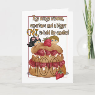 100e carte d'anniversaire - Humour - Gâteau