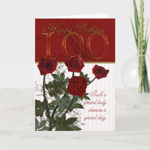 100th Carte D Anniversaire Avec Des Roses Zazzle Fr