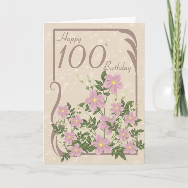 100th carte de voeux florale d'anniversaire (Devant)