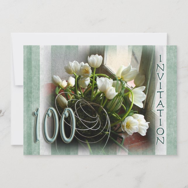 100th Invitation de fête d'anniversaire - tulipes (Devant)