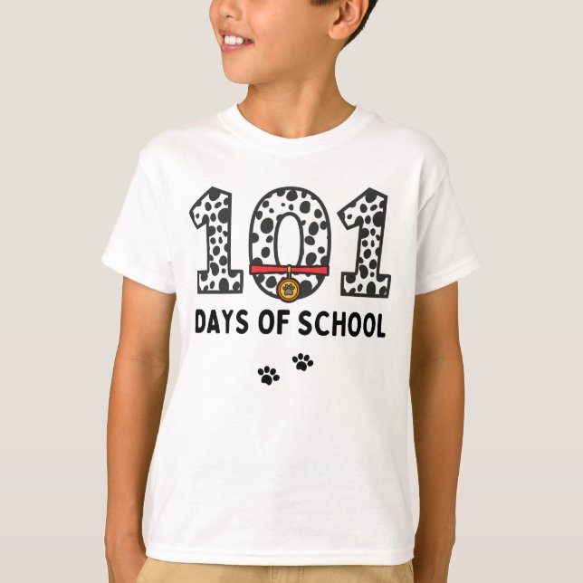 101 Jours d'école Chien Dalmatien Funny T-shirt (Devant)