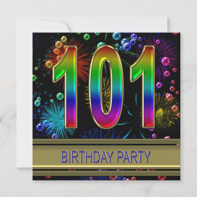101e fête d'anniversaire Invitation avec bulles (Devant)