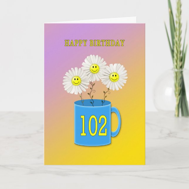 102e carte d'anniversaire avec fleurs joyeux et so (Devant)